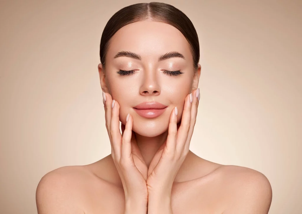 Beautiful Lady with smoothy skin with closed eyes | Divine MedSpa