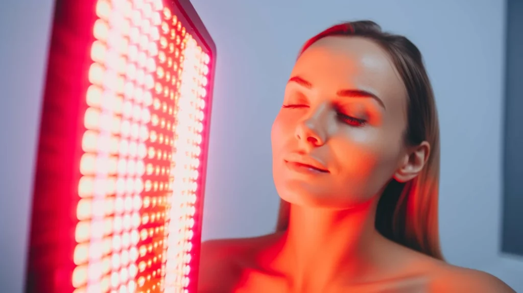 Woman Experiencing Red Light Therapy at Divine MedSpa in Ormond Beach