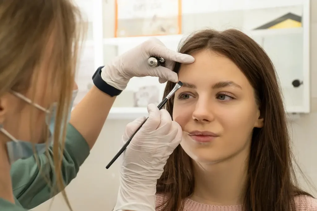 Girl getting Brow Lamination Treatment in Ormond Beach at Divine Medspa
