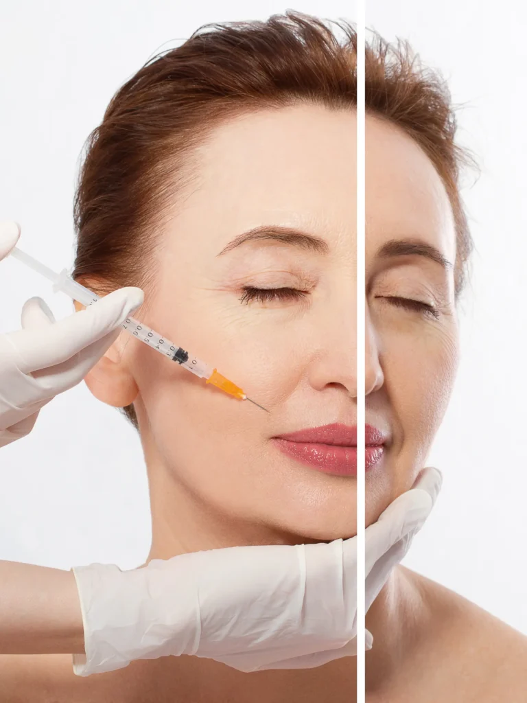 Woman before and after jeuveau injectables in ormond beach